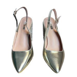 BELLUCCI Gold chunky heel with rhinestone